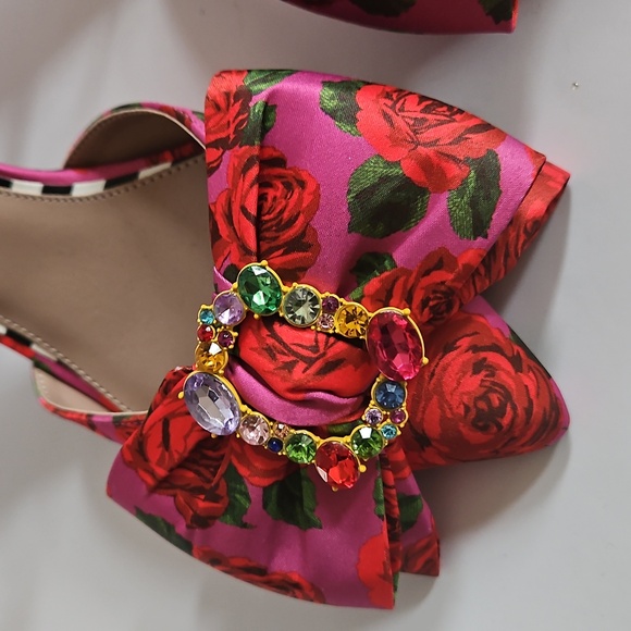 NEW Betsey Johnson Felipe Embellished Floral Ankle Strap Pump Size 10 - Picture 10 of 16